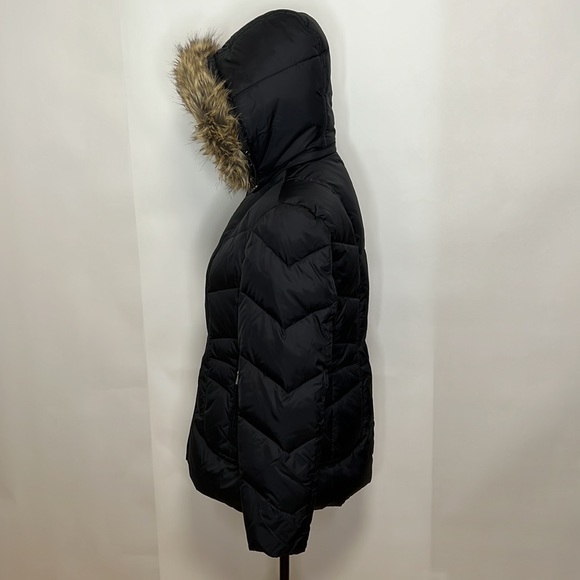 London Fog Faux Fur Hooded Down/Waterfowl Zip Puffer Coat - Picture 2 of 10